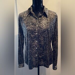 Anne Fontaine Brown & Tan Snakeskin Patterned Blouse Size 4
